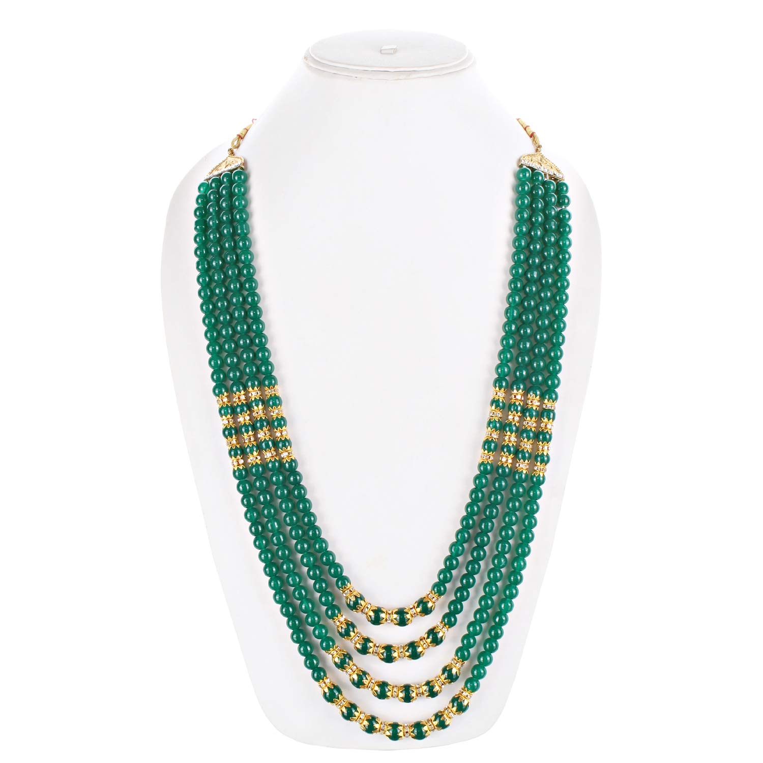 Golden Maroon Dulha Haar Layered Pearl Groom Necklace Set